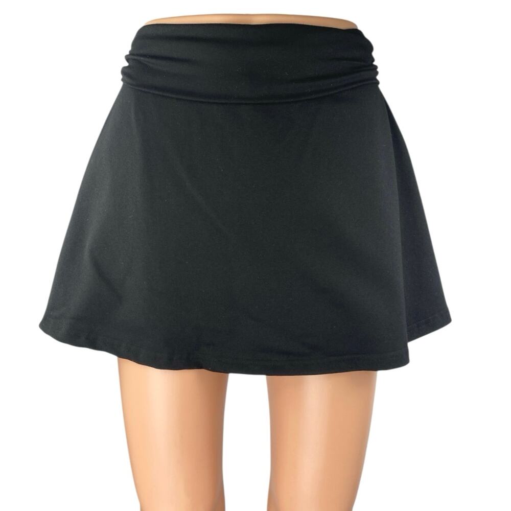 Princess Polly Black A Line Tennis Golf Ruched Pull On Mini Skort Skirt Size S